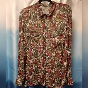 Eddie Bauer Sheer Button down Blouse XL